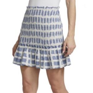 EUC Veronica Beard Aloya Smocked Skirt - Ecru Multi - Size Small